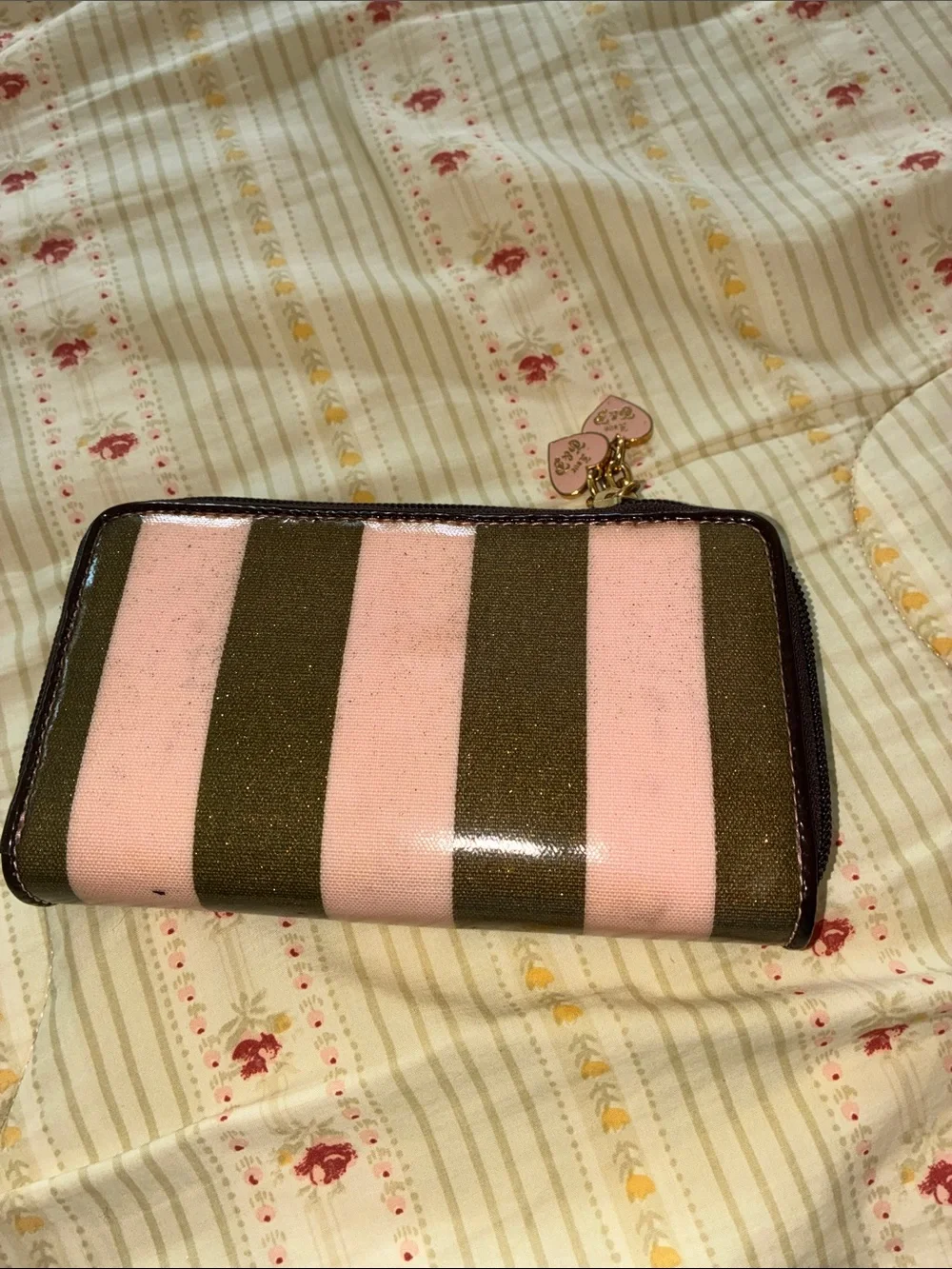 Y2K VINTAGE JUICY COUTURE Striped Pink MAKEUP BRUSH BAG